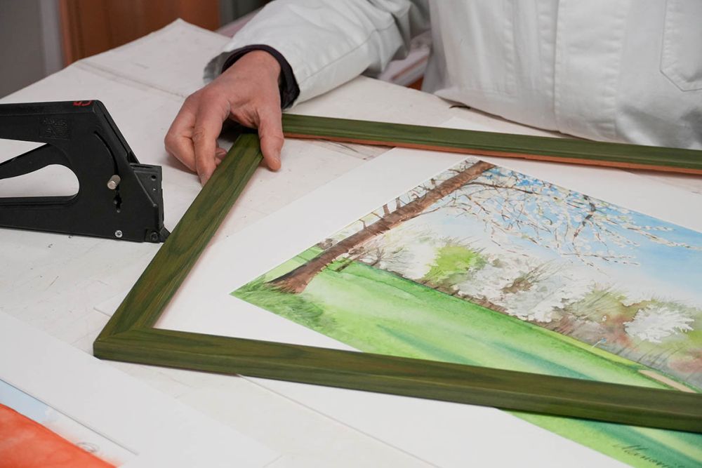 Aquarellbild mit Passepartout